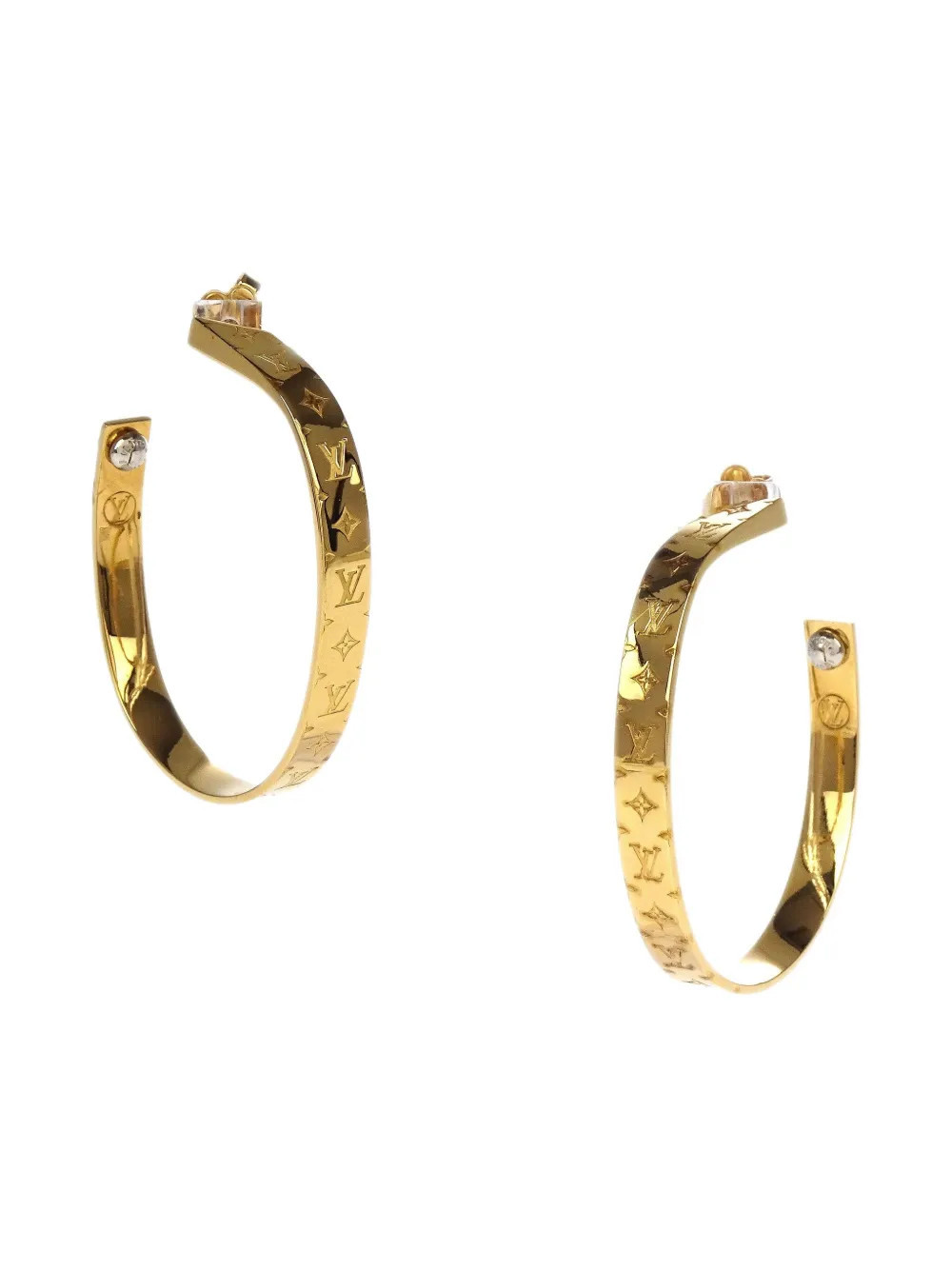 Louis Vuitton Pre-Owned 2010s Nanogram hoop earrings - Gold | Farfetch Global