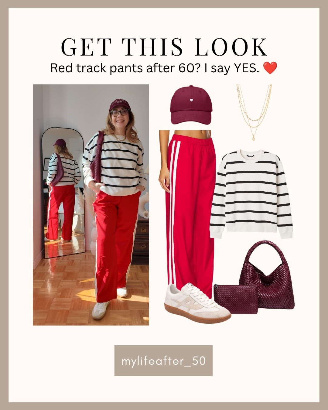 A little color, a little sporty, and very easy to wear. ❤️

I love how this look feels casual but still put together. Perfect for those fall days when you want to be comfortable without looking too casual.

easy fall outfit, casual outfit ideas, red pants, striped sweater, sneakers outfit, women over 50, fashion over 50, fall style

#LTKootd #LTKOver40