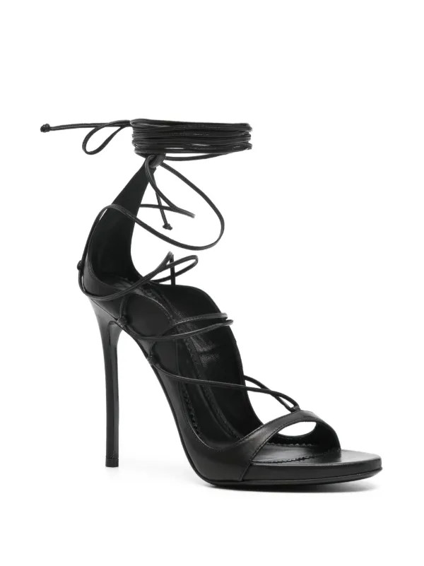 DSQUARED2 105mm Leather Heeled Sandals | Black | FARFETCH | Farfetch Global