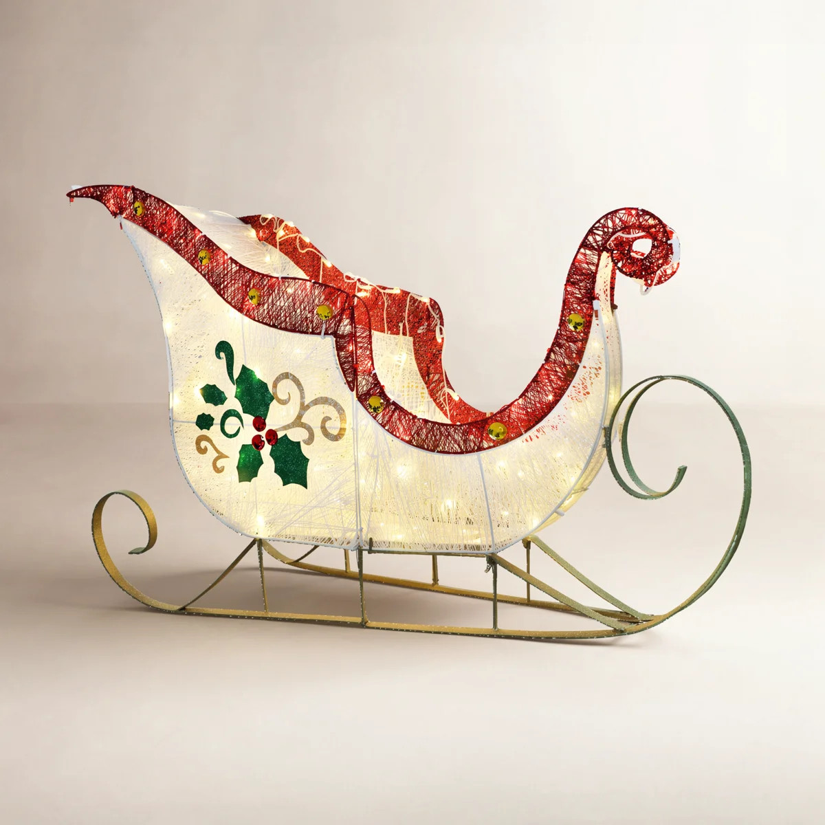 32" Pre-Lit Outdoor Sleigh Christmas Holiday D\u00e9cor with 120 Warm White Twinkling LED Lights | Wayfair North America