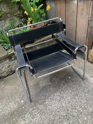 Marcel Breuer Style Black Leather Wassily Armchair Retro Vintage Bauhaus Replica | eBay UK