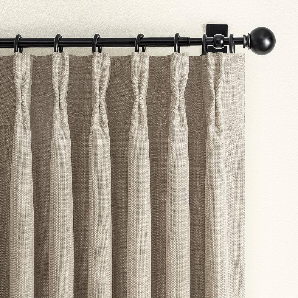 Blackout Memory Trained Pinch Pleated Curtains 84 Inch Length for Living Room, Country Taupe Natu... | Amazon (US)