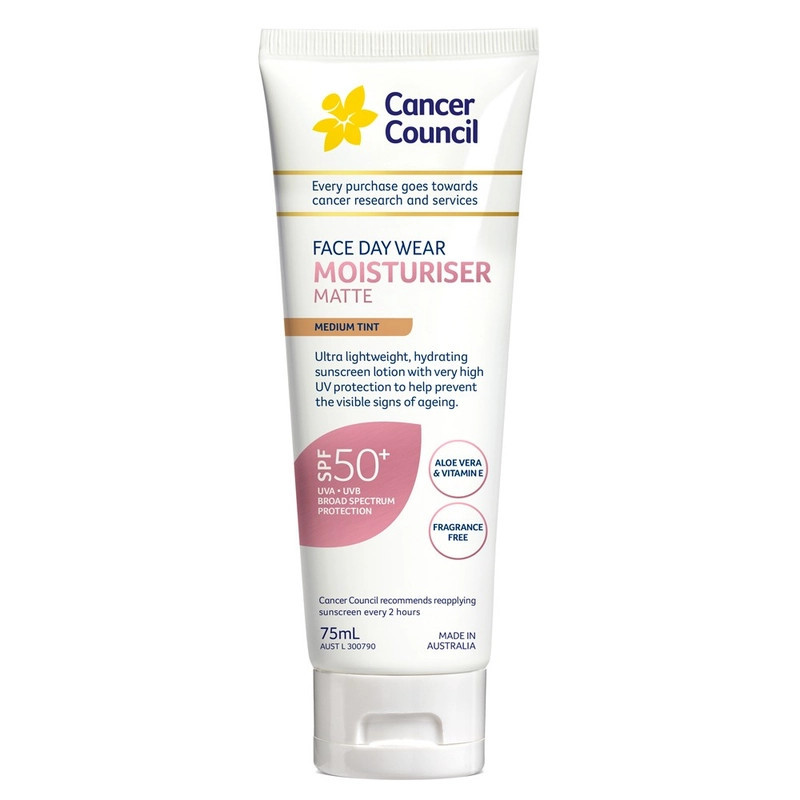 Cancer Council SPF 50+ Day Wear Face Moisturiser Medium Tint 75ml | MyDeal - AU