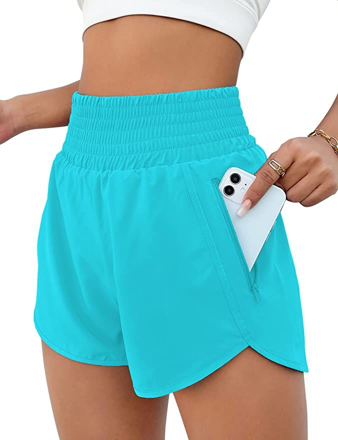 BMJL Women's Athletic Shorts High Waisted Running Shorts Pocket Sporty Shorts Gym Elastic Workout... | Amazon (US)