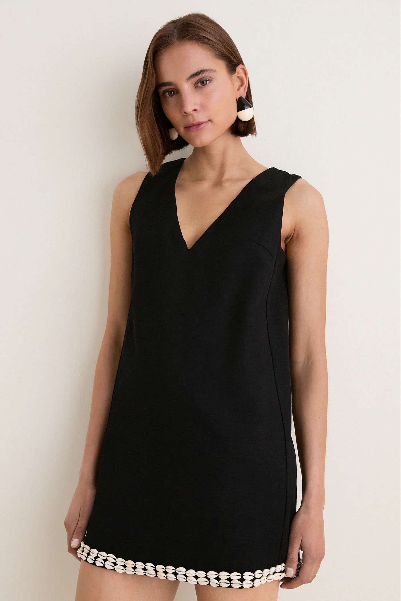 Black & Puka Shell Trim Solene Mini Dress | Tuckernuck (US)