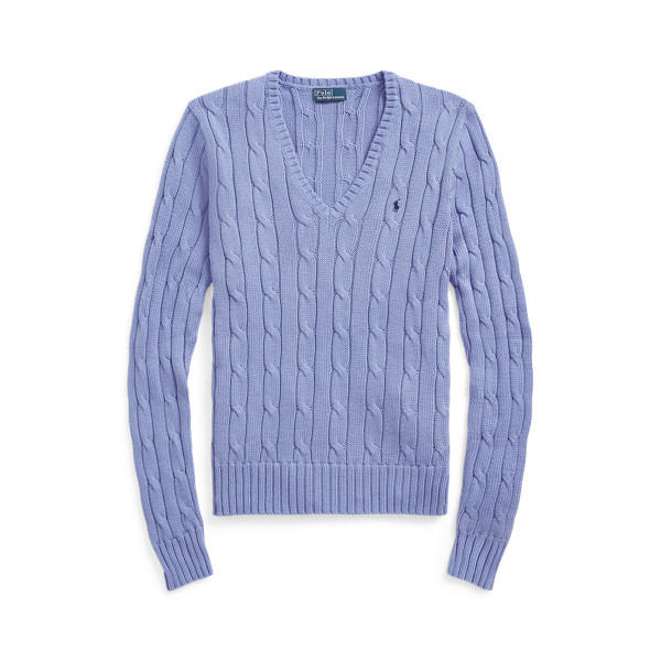 Cable-Knit Cotton V-Neck Jumper | Ralph Lauren (UK)