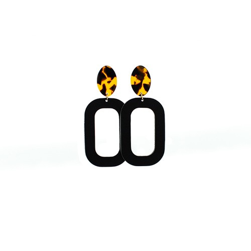 Black Bloch Leather Earrings with Tortoise Post | Nickel and Suede