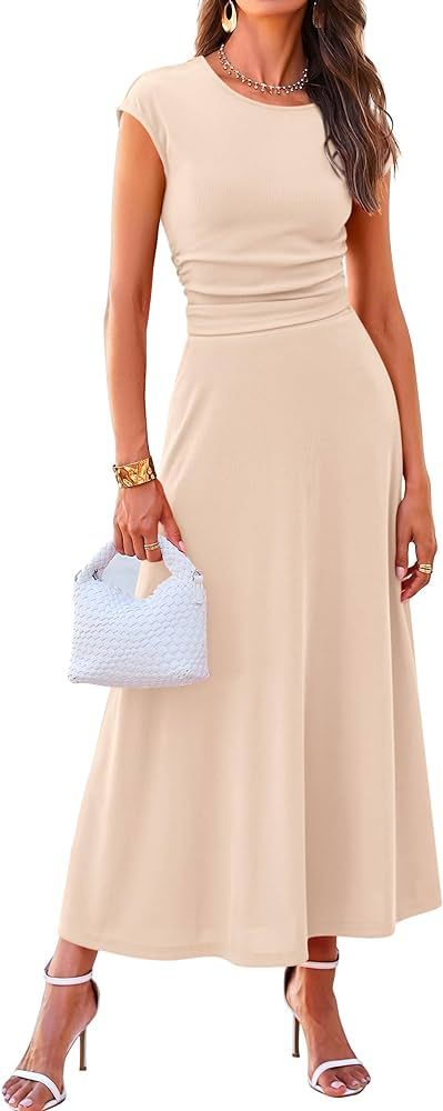 BTFBM Women Two Piece Skirt Set Casual Ribbed Knit Crew Neck Short Sleeve Cropped Top Elastic Wai... | Amazon (US)