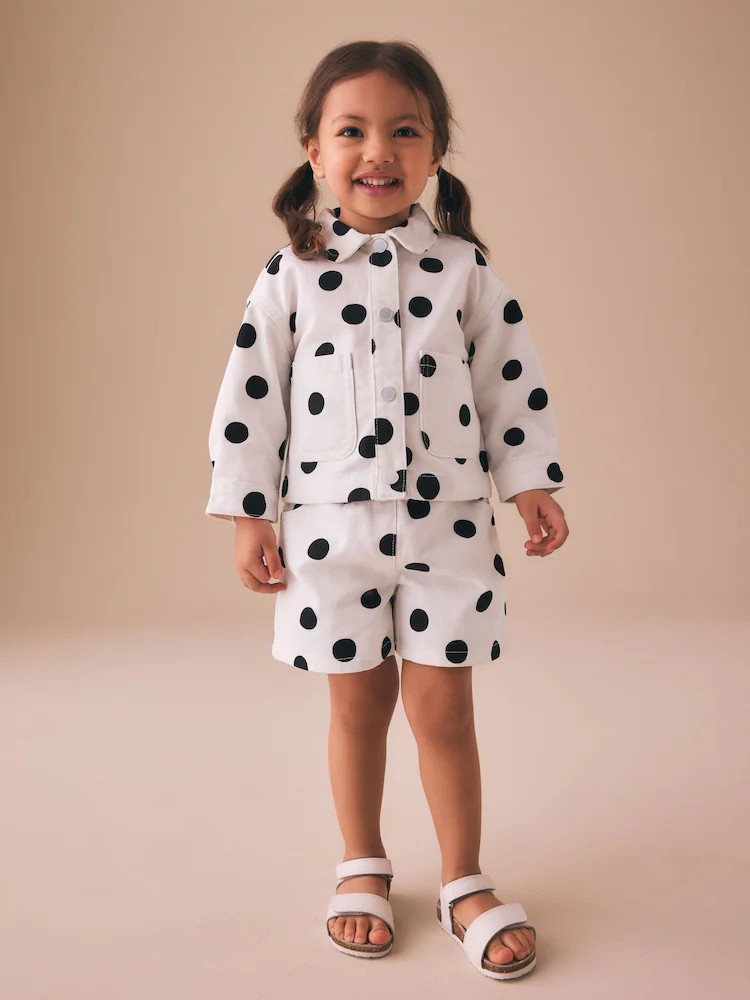 White/black Spot Printed Jacket And Shorts Set (3mths-7yrs) | Next EU