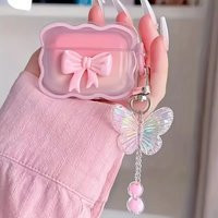 INS wave Bow Transparent Case Stars Wave Gradient Pink Bow Headphone Cover Airpods 4 pro2 Protective Bag Earphone Case | AliExpress (US)