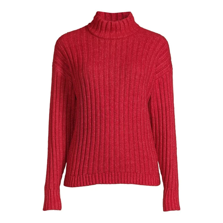 Time and Tru Women's Mock Neck Rib Knit Sweater, Midweight, Sizes XS-XXXL | Walmart (US)