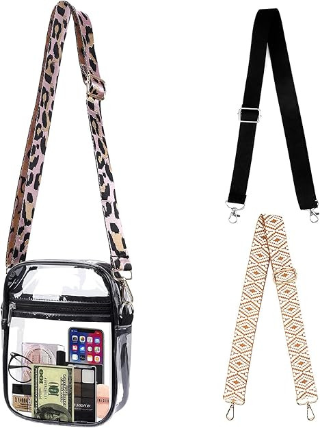 NOCOKO Clear Bag Stadium Approved with Purse Strap Replacement, Small Clear Crossbody Purse for C... | Amazon (US)