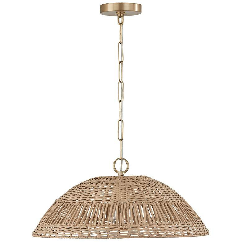 Capital Naomi 21" Wide Brass Natural Rattan Dome Pendant Light | Lamps Plus