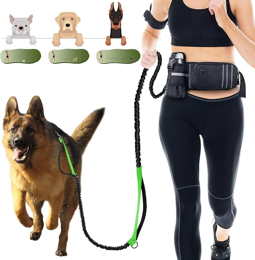 Hands Free Dog Leash for Medium and Large Dogs with Waist Belt Pouch 55-78" Running Dog Leash wit... | Amazon (US)