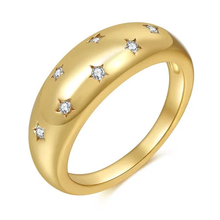 AVEKI Gold Rings Set 18K Gold Plated Stackable Rings for Women Dome Ring and Band Ring Stacking Set  | Walmart (US)