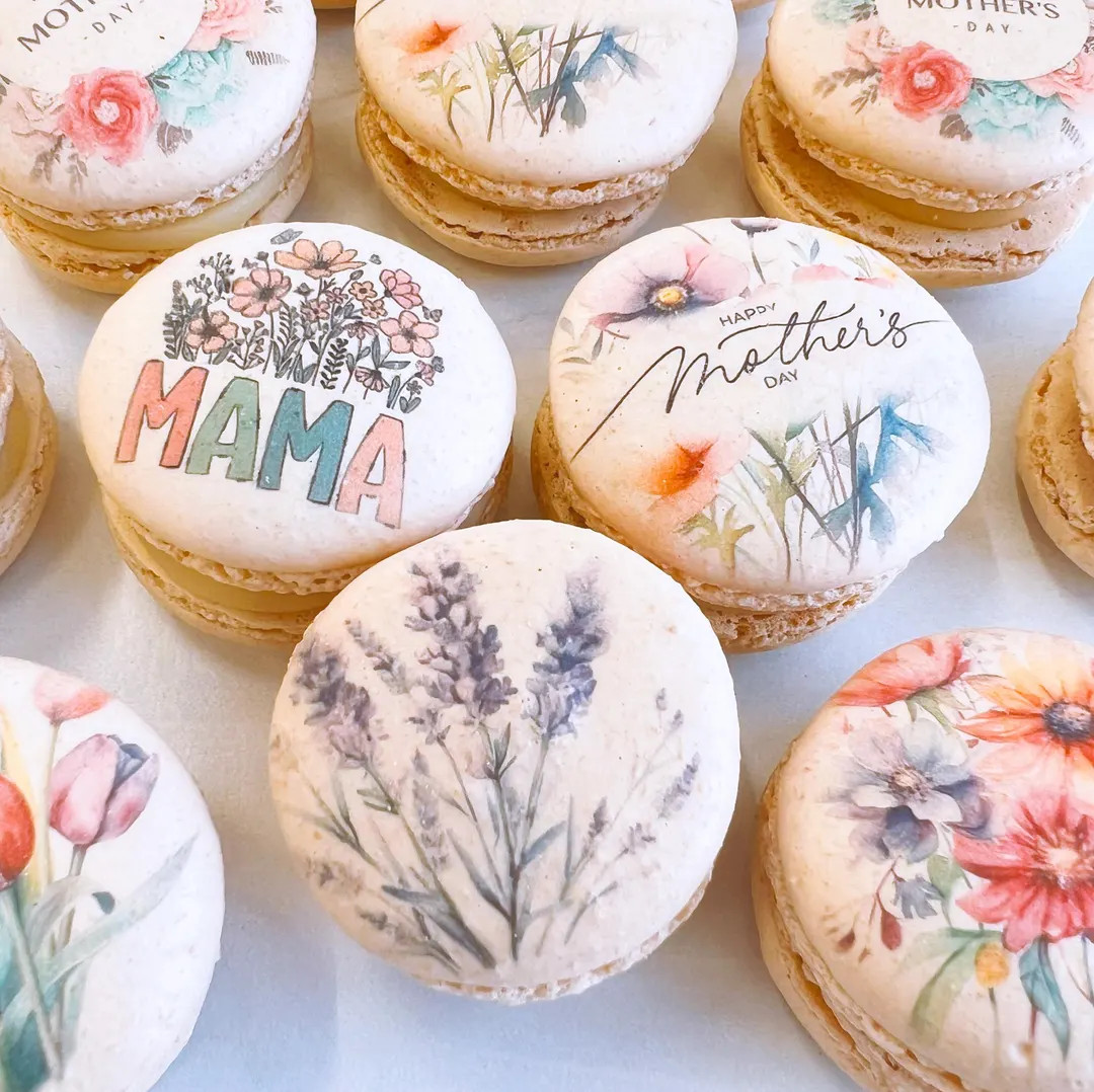 Flower Mother's Day French Macarons Box- Gift Macaroons 6, 12 or 24 - Gift Box Mother's Day - Mom... | Etsy (US)