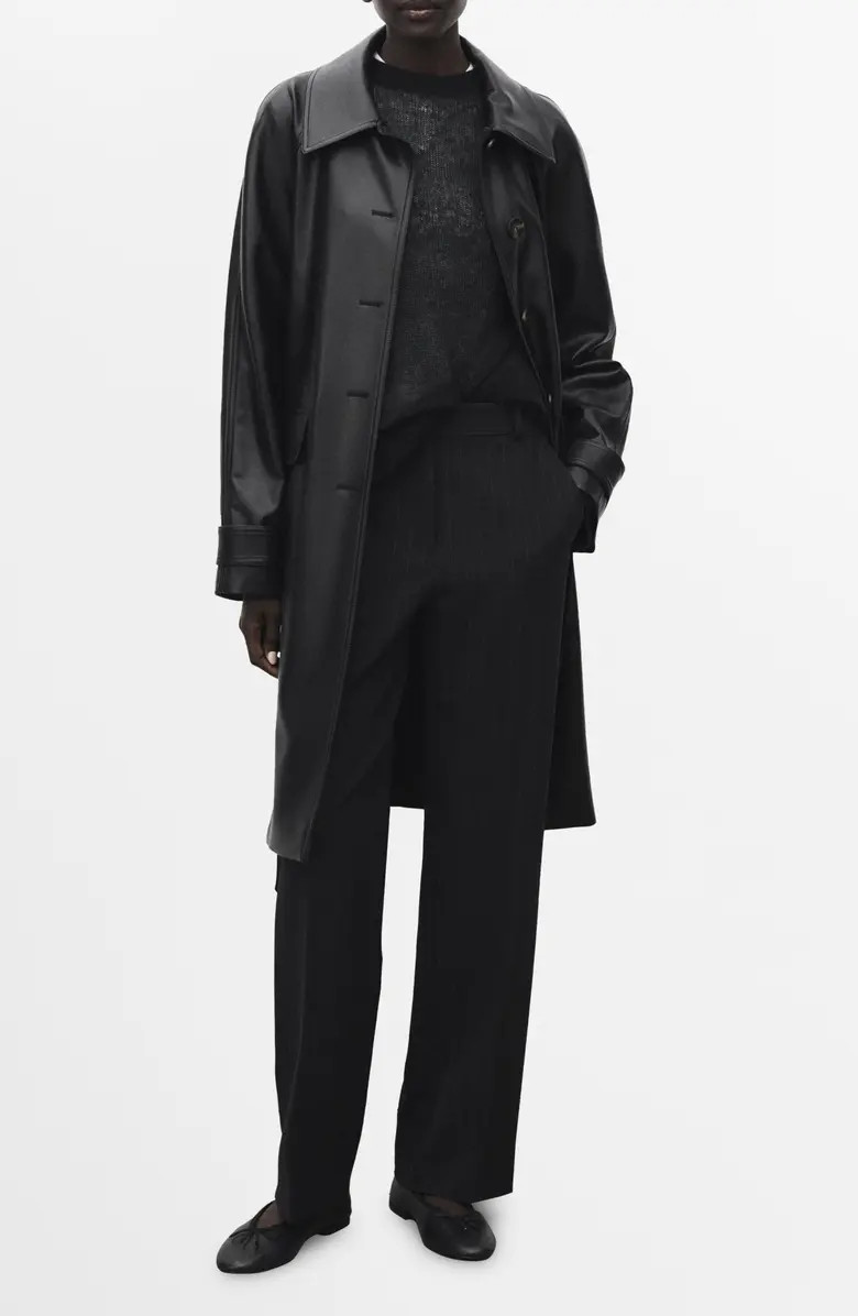 MANGO Longline Faux Leather Coat | Nordstrom | Nordstrom