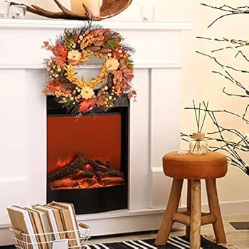 Front Door Wreath, 22 Inch Fall Door Wreath Handmade Pine Cones Pumpkin Door Wreath for Autumn, T... | Amazon (US)