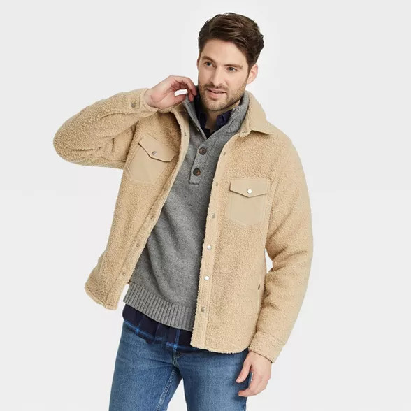 Men's Sherpa Shirt Jacket - Goodfellow & Co™ | Target