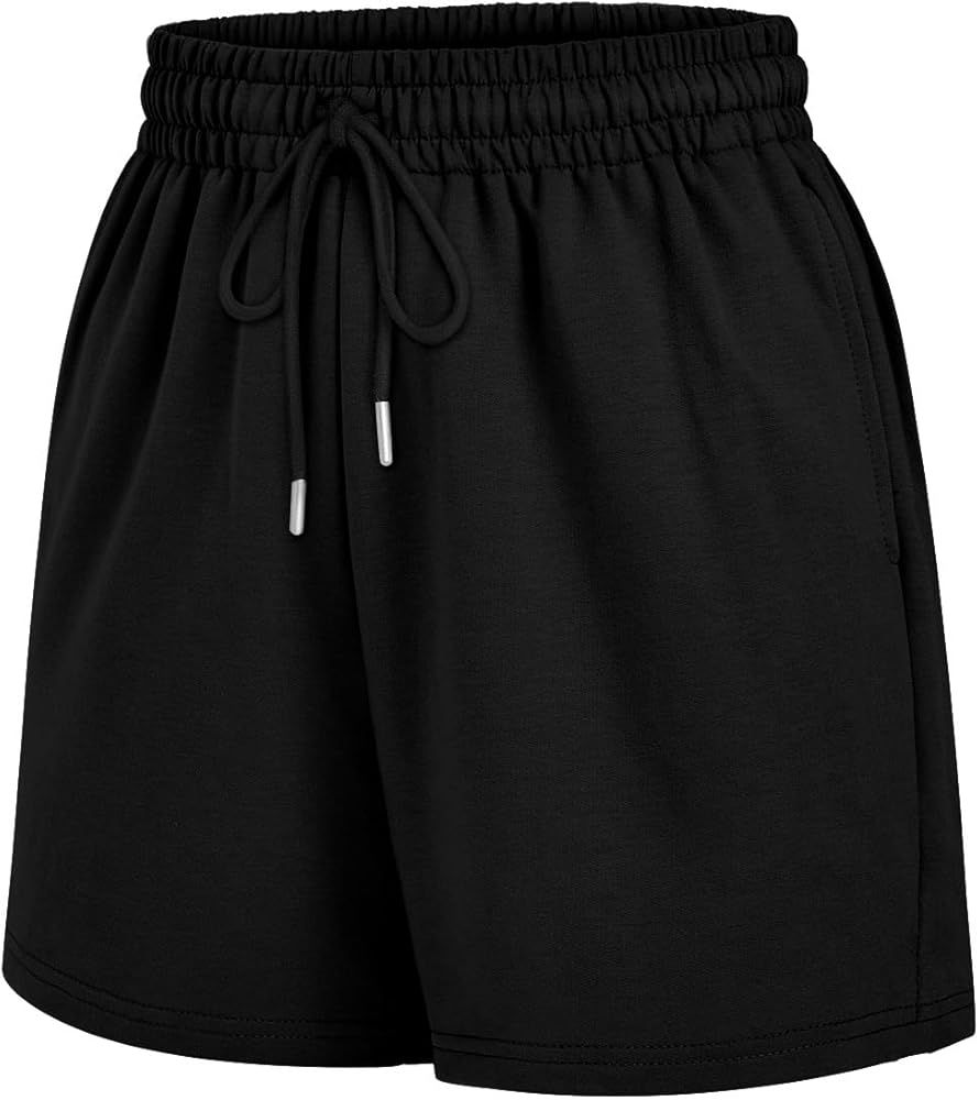 EFAN Womens Sweat Shorts Summer Casual Comfy High Waisted Lounge Shorts Drawstring Cotton Shorts ... | Amazon (US)
