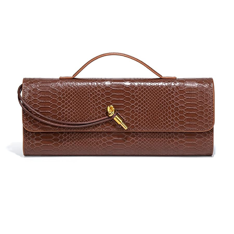 Womens Fashion Leather Clutch Bag Crocodile Print Evening Handbag Crossbody Tote Bag | Amazon (US)