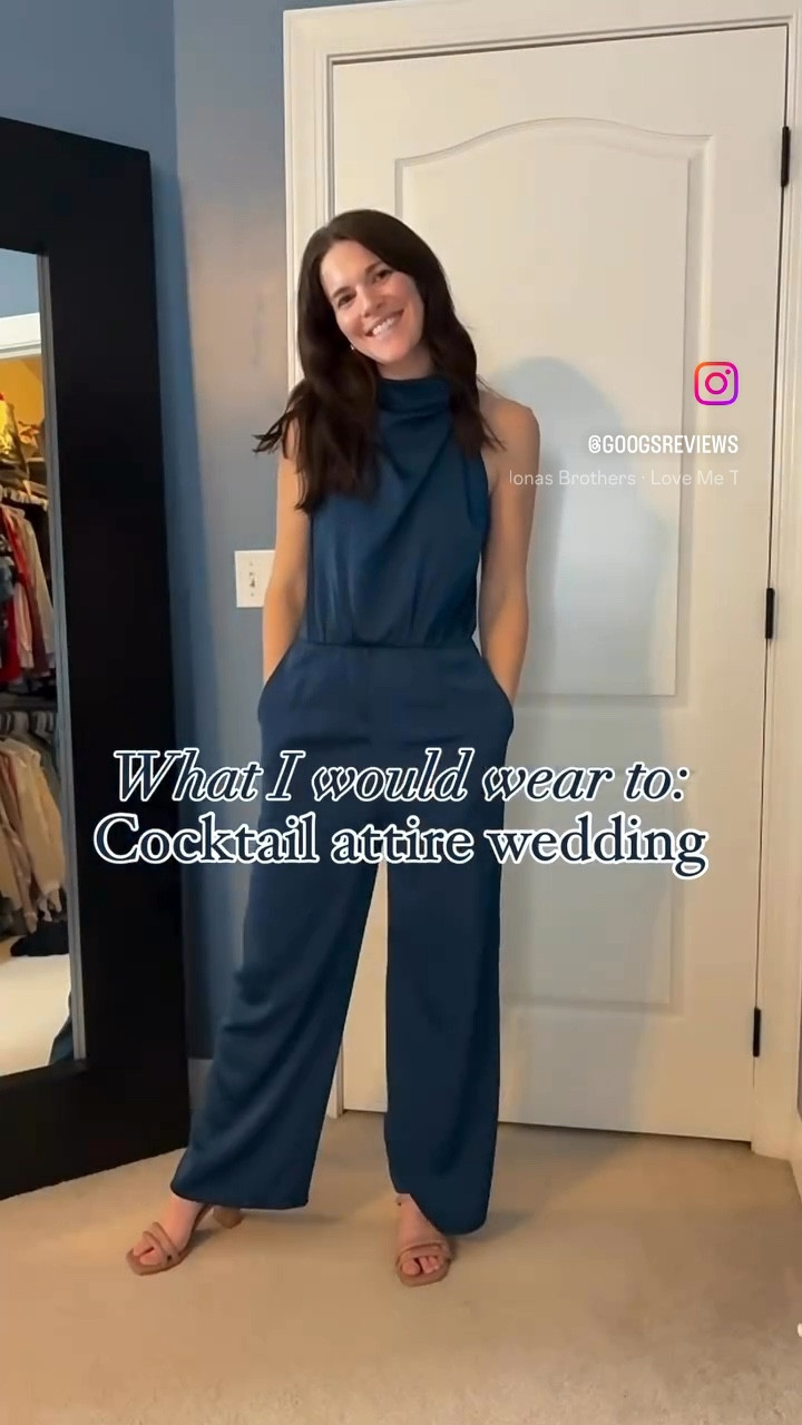The perfect jumpsuit for a cocktail attire wedding 💙 So comfy and flattering!! Mine is currently sold out but linked similar options ☺️

#LTKStyleTip #LTKFindsUnder50 #LTKWedding