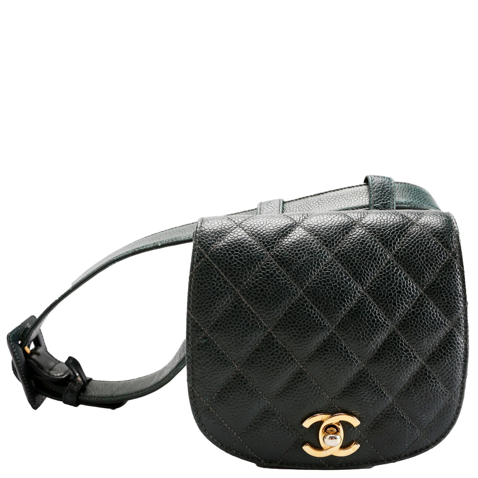 CC Turnlock Waist Belt Bag Vintage Size 75/30 Green | Keeks Designer Handbags