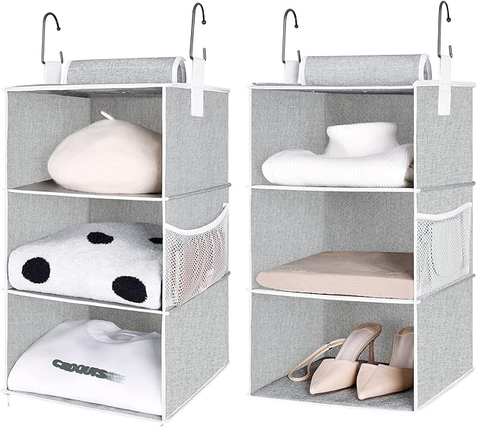 StorageWorks 6-Shelf Hanging Closet Organizers, Two 3-Shelf Separable Closet Hanging Shelves, Can... | Amazon (US)