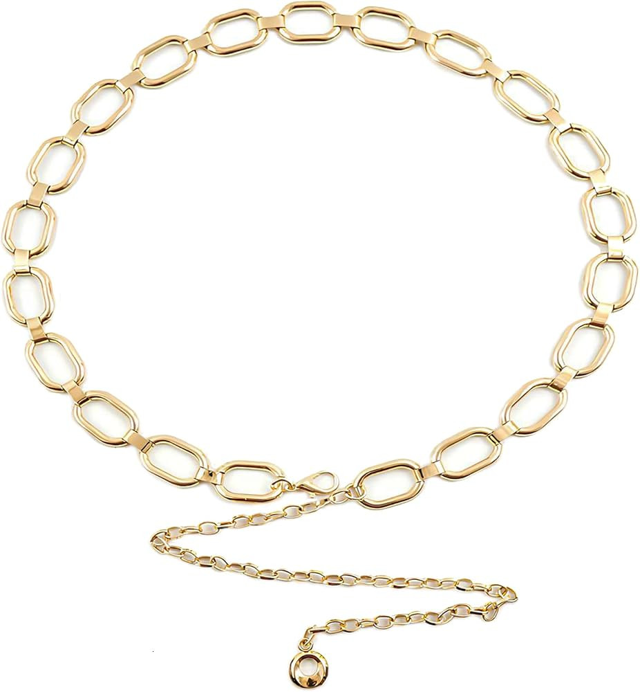 Eohak O-Ring Metal Waist Chain for Women Adjustable Metal Waist Belt Belly Link for Jeans Dress | Amazon (US)