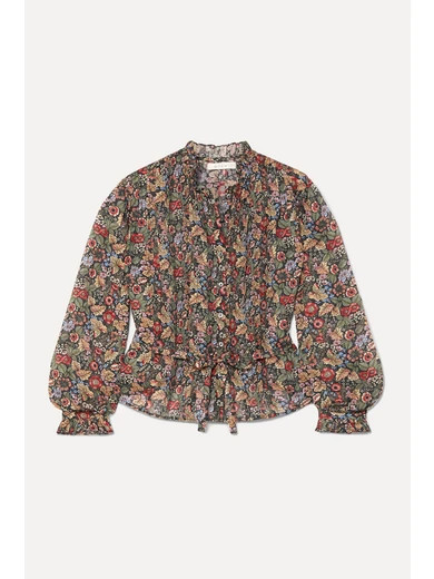 Cezanne belted floral-print cotton-voile blouse | NET-A-PORTER (US)