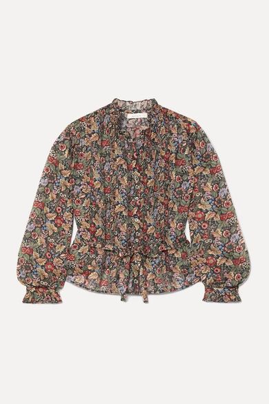 Cezanne belted floral-print cotton-voile blouse | NET-A-PORTER (US)