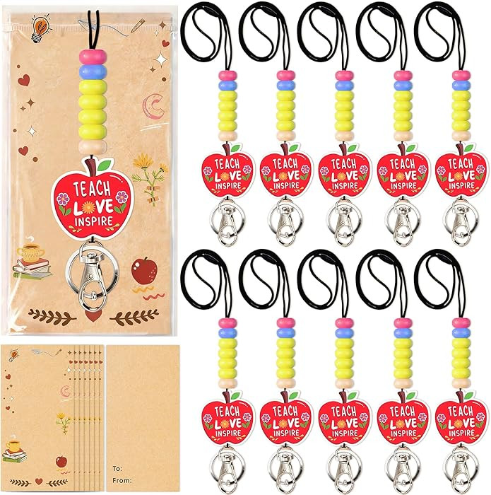 20 Sets Teacher Appreciation Gifts Bulk – Pencil Beaded Lanyards with Retractable Badge ID Hold... | Amazon (US)