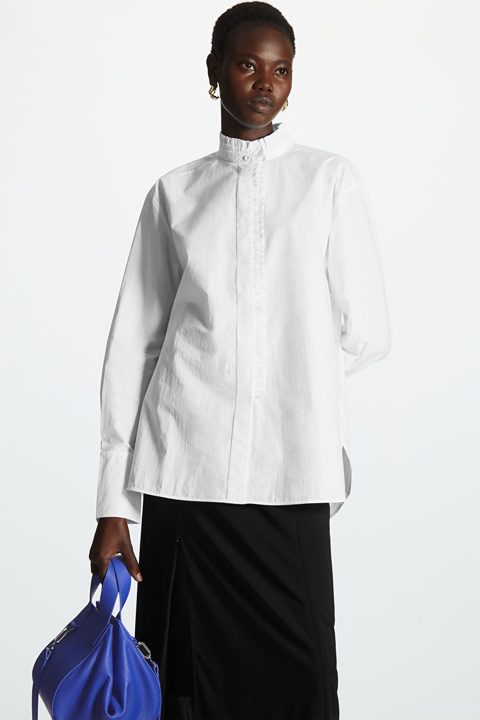 RELAXED-FIT RUFFLED POPLIN SHIRT - WHITE - COS | COS UK