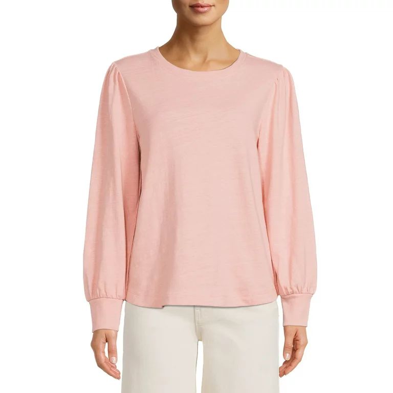 Time and Tru Women's Long Sleeve Puff Sleeve Top - Walmart.com | Walmart (US)