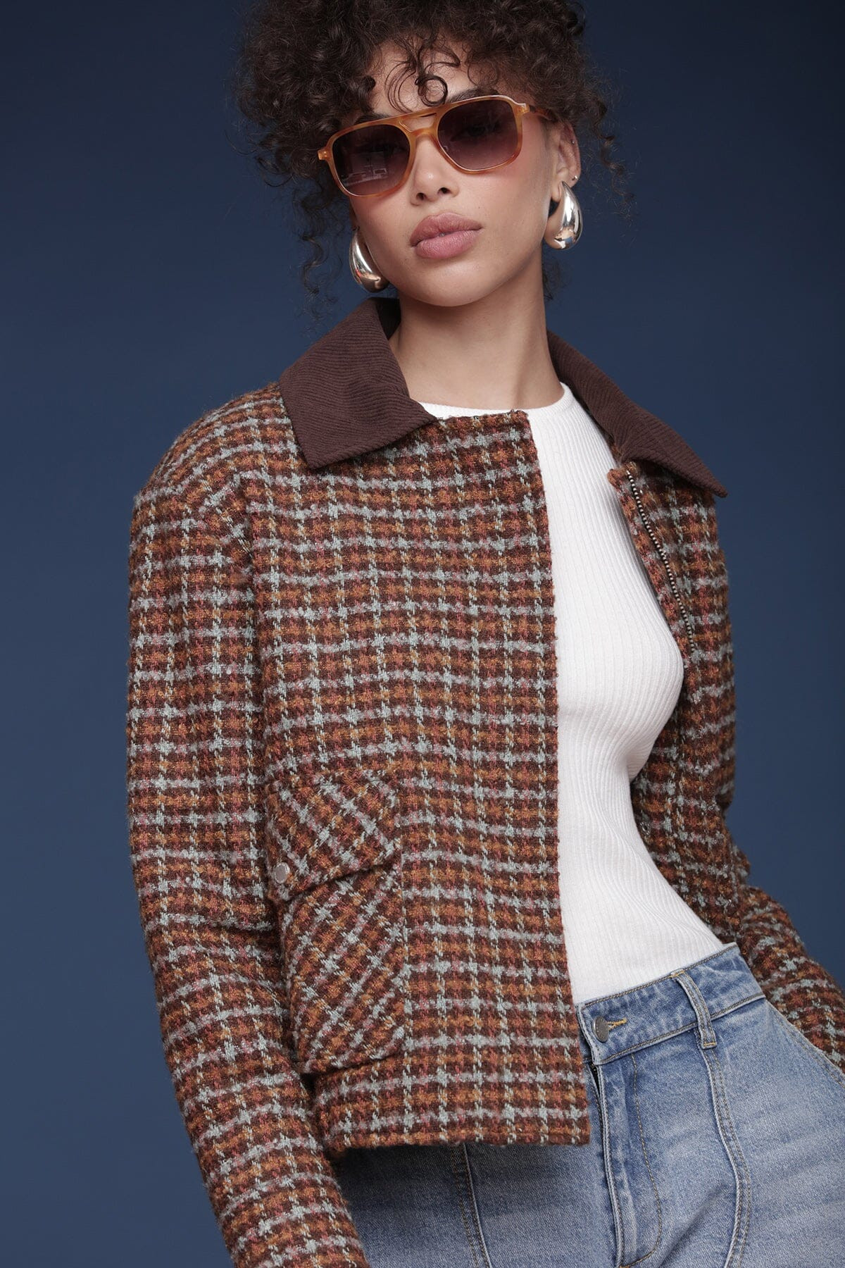 Plaid Tweed Bomber Jacket | Avec Les Filles