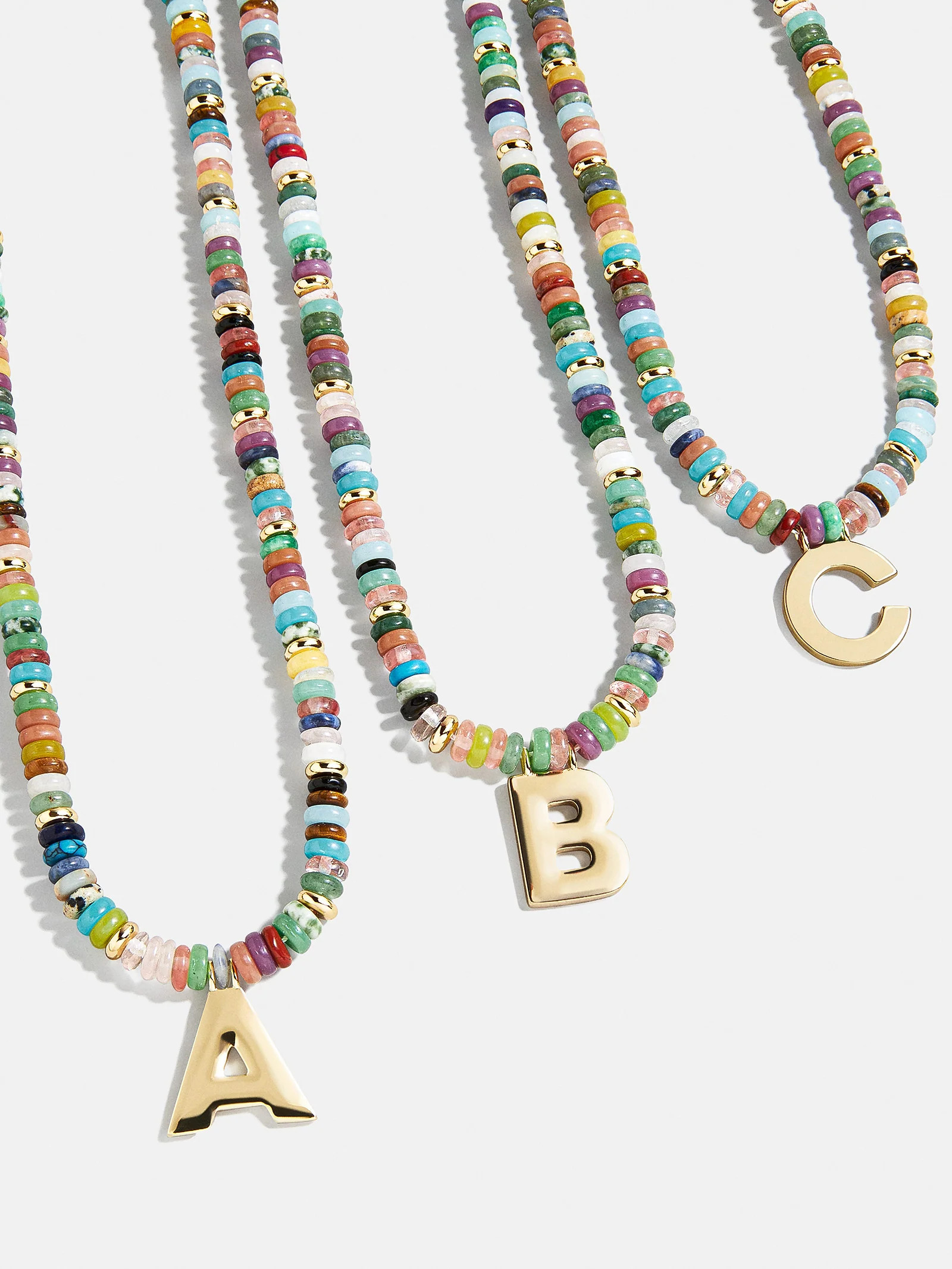 Semi-Precious Block Initial Necklace - Multi/Gold - A | BaubleBar