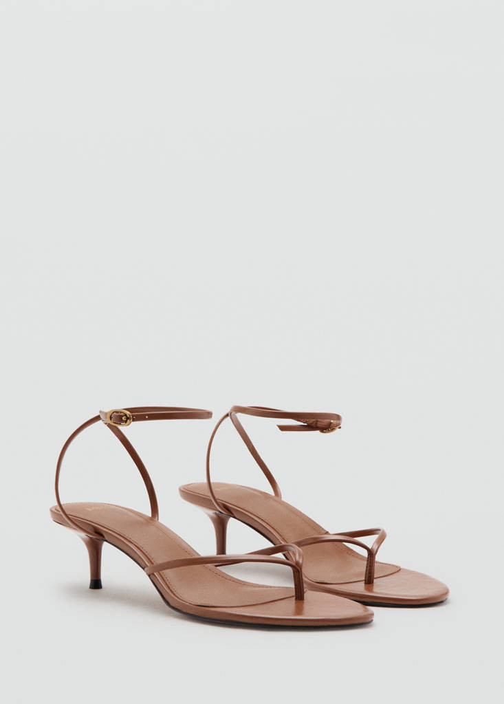 Strappy heeled sandals leather - Woman - 6½ - MANGO | Mango (US/MX/AU)