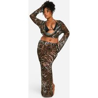 Womens Plus Leopard Beach Maxi Skirt - Multi - 20 | boohoo (US & Canada)