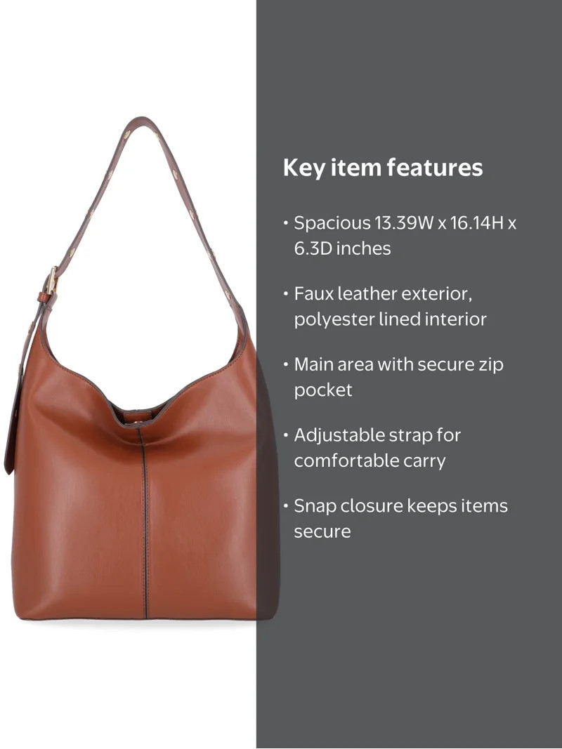 Time and Tru Women's Shively Faux Leather Bucket Handbag, Cognac | Walmart (US)