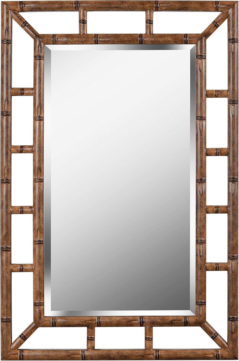 Kenroy Home 60226 Aviary Rectangular Wall Mirror, Coastal, Medium Brown Bamboo Finish, 40 26-inch... | Amazon (US)