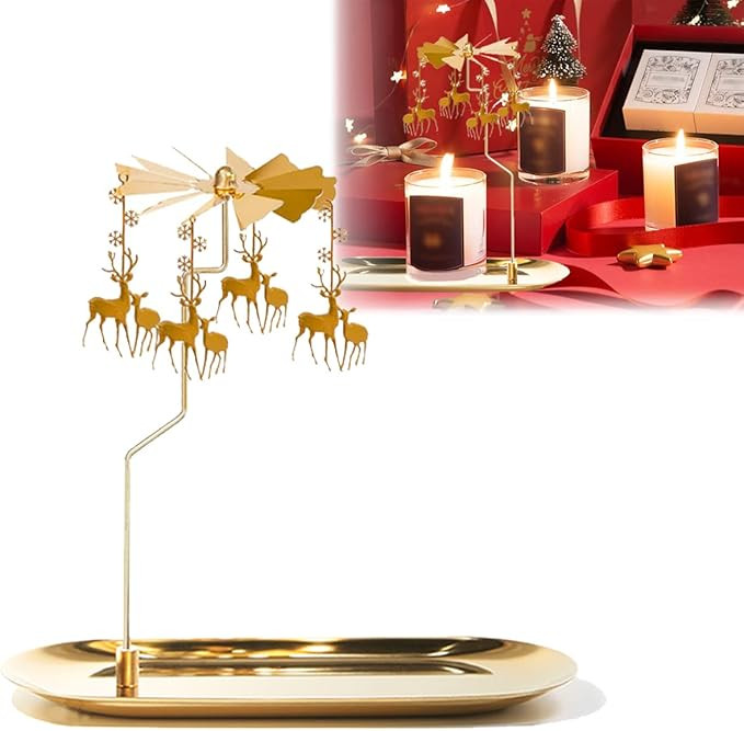 UCINNOVATE Christmas Spinning Candle Holder,Deer Rotating Candlestick Set for Candle Lover, Roman... | Amazon (US)
