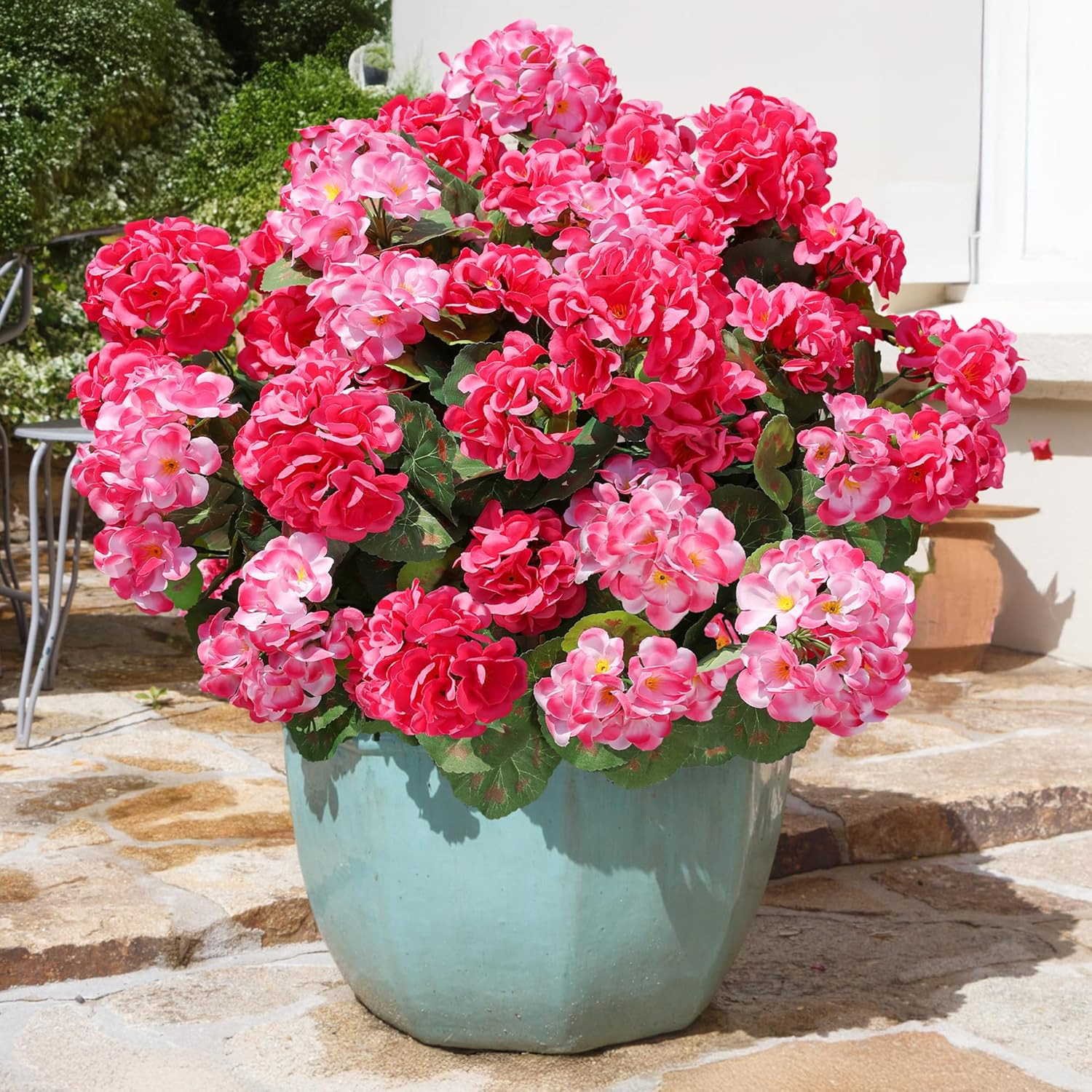Artificial Geranium Fake Flowers for Outdoors Decoration, 6 Bundles Silk Geraniums Flower UV Resi... | Amazon (US)