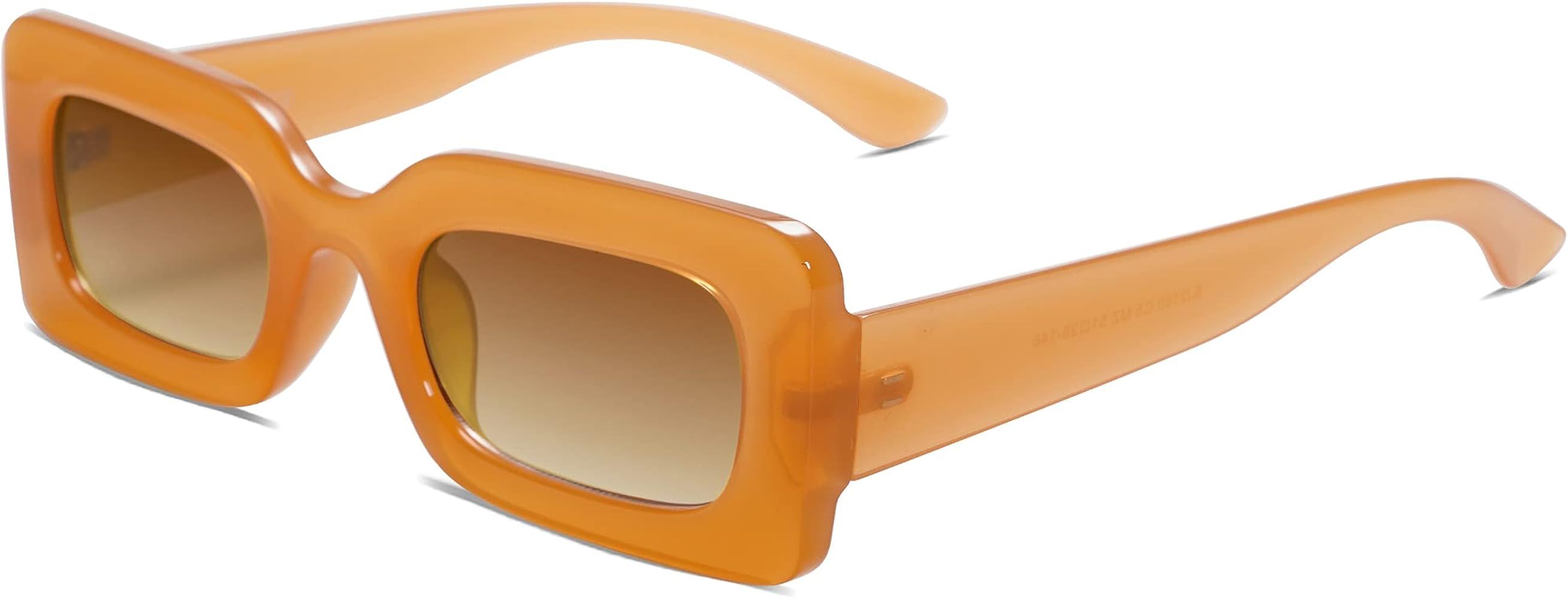 SOJOS Retro 90s Nude Rectangle Sunglasses Womens Mens Trendy Chunky Glasses | Amazon (US)