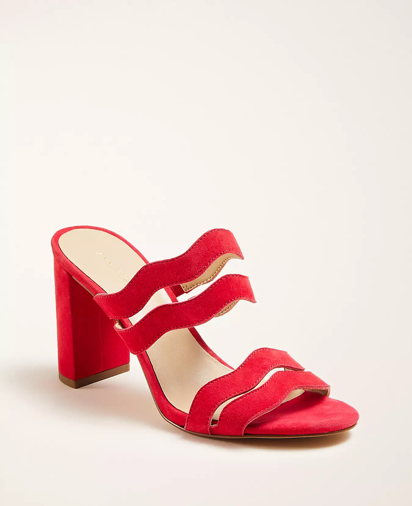 Tyler Wavy Suede Block Heel Sandals | Ann Taylor | Ann Taylor (US)