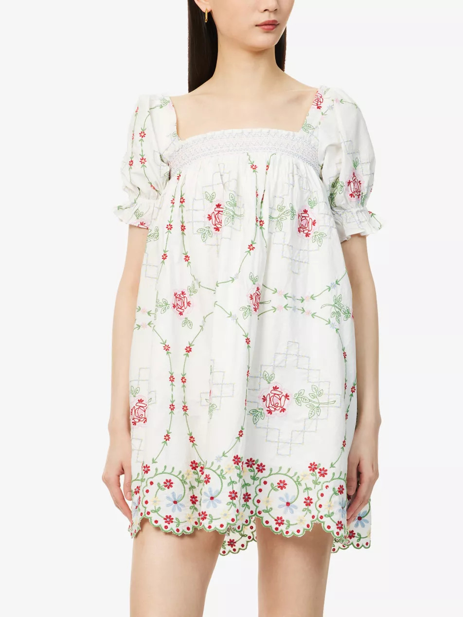 Lulu Embroidered Cotton-Poplin Mini Dress | Selfridges
