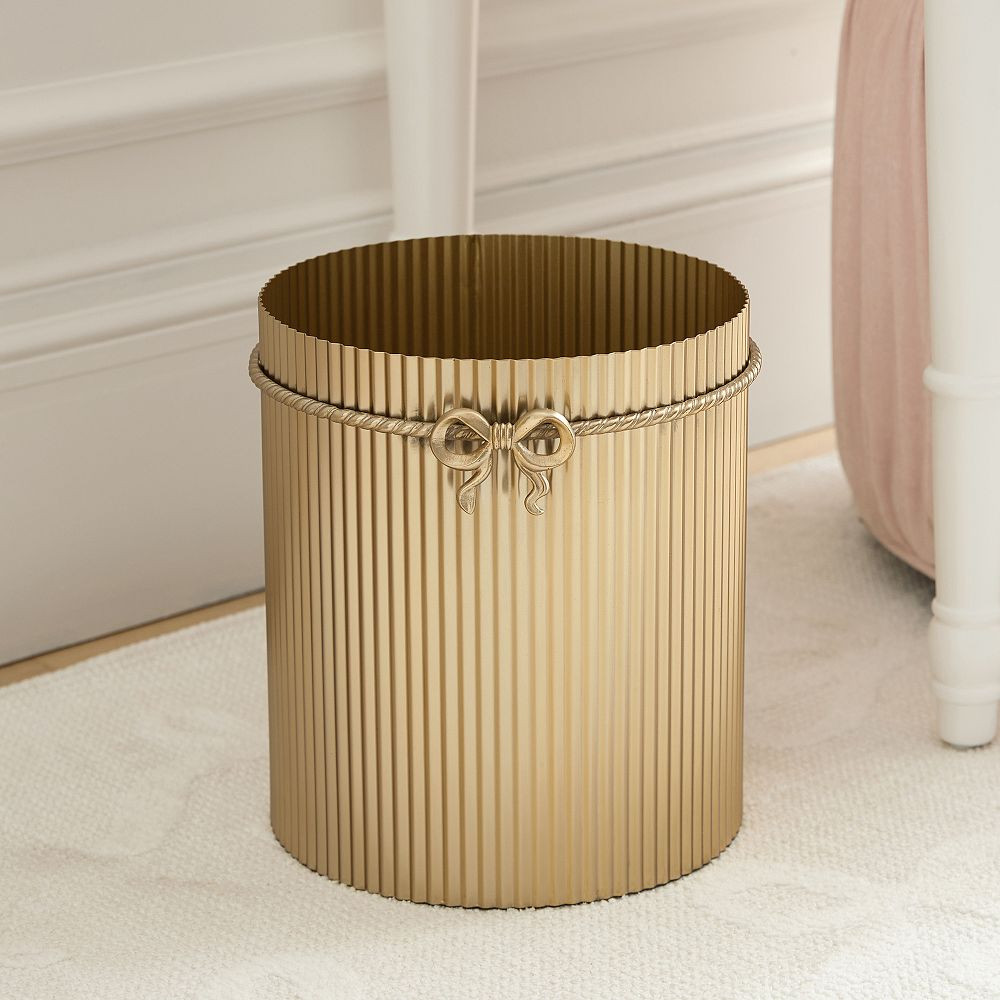 LoveShackFancy Gold Bow Trash Can | Pottery Barn Teen