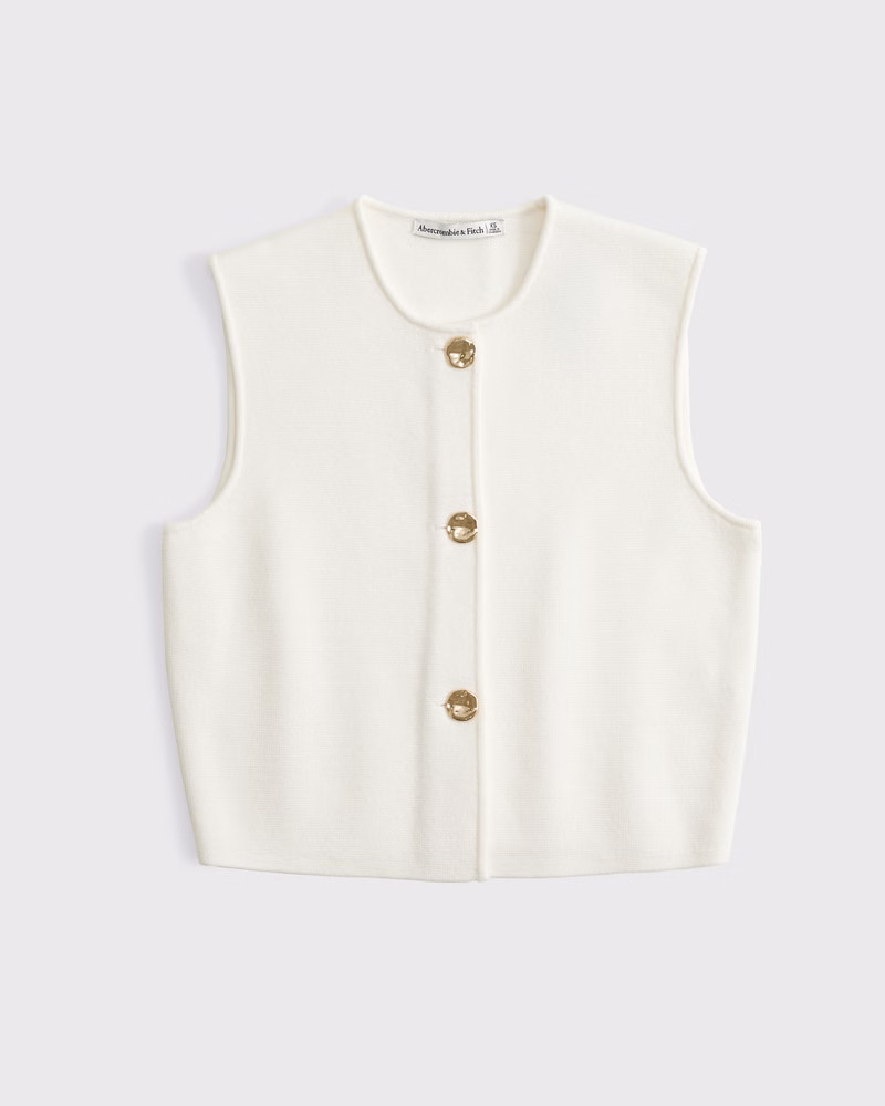 LuxeLoft Hammered Button Crew Vest | Abercrombie & Fitch (US)