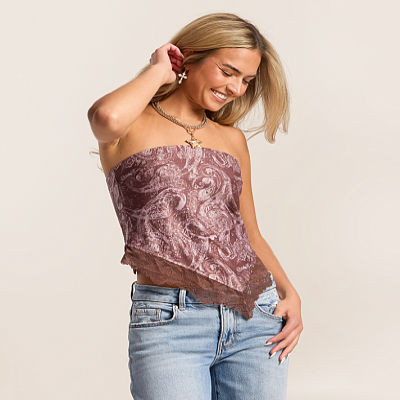 Lace Trim Hanky Tube Top | Buckle