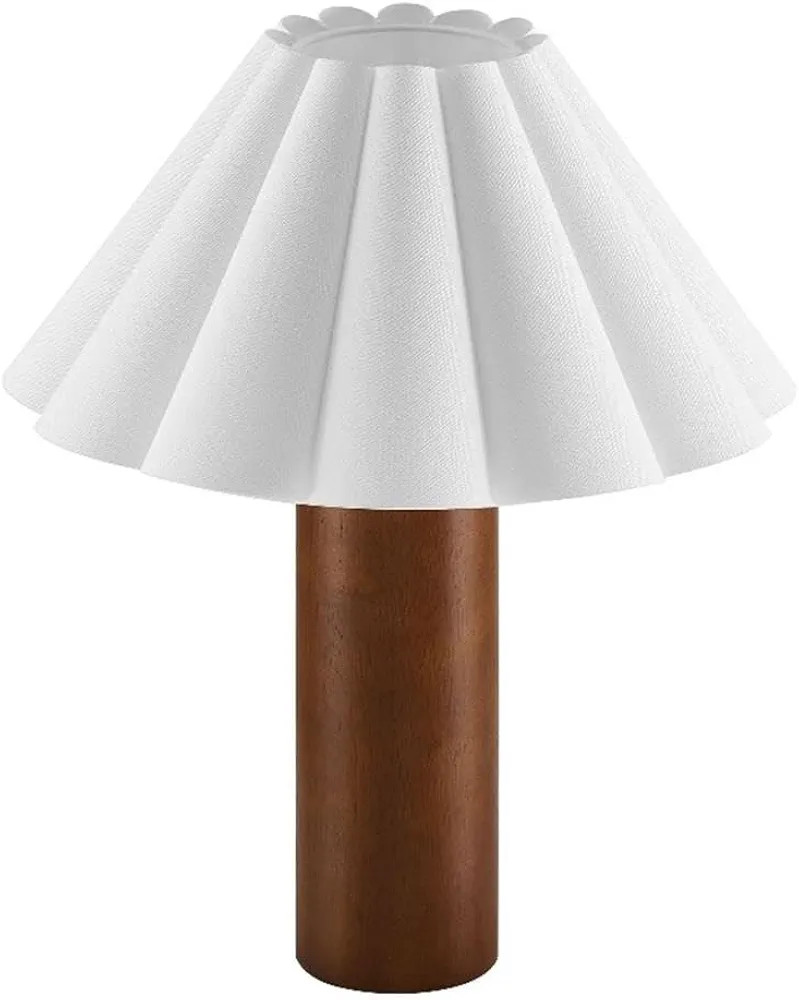 Modway Flora Table Lamp with Pleated Petal Lampshade in Walnut | Amazon (US)