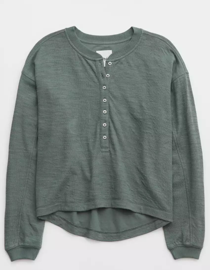 Aerie Henley Light Weight Sweatshirt | Aerie